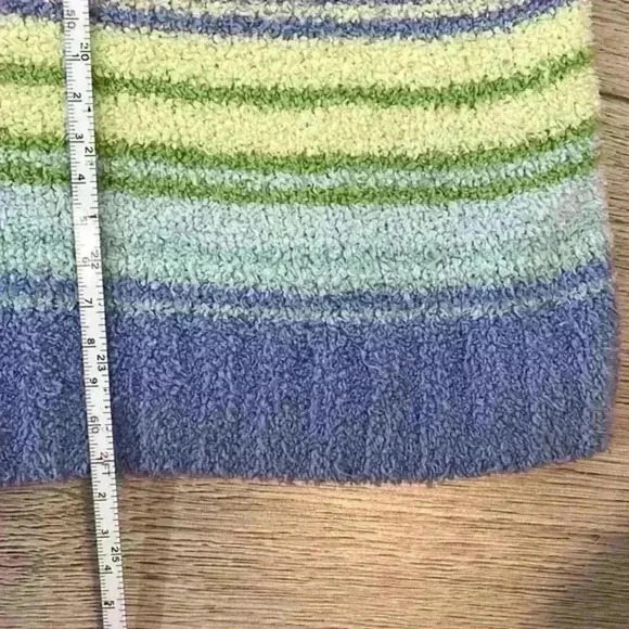 Carolyn Taylor Blue & Green Striped Turtleneck Sweater Size Large - Picture 10 of 10